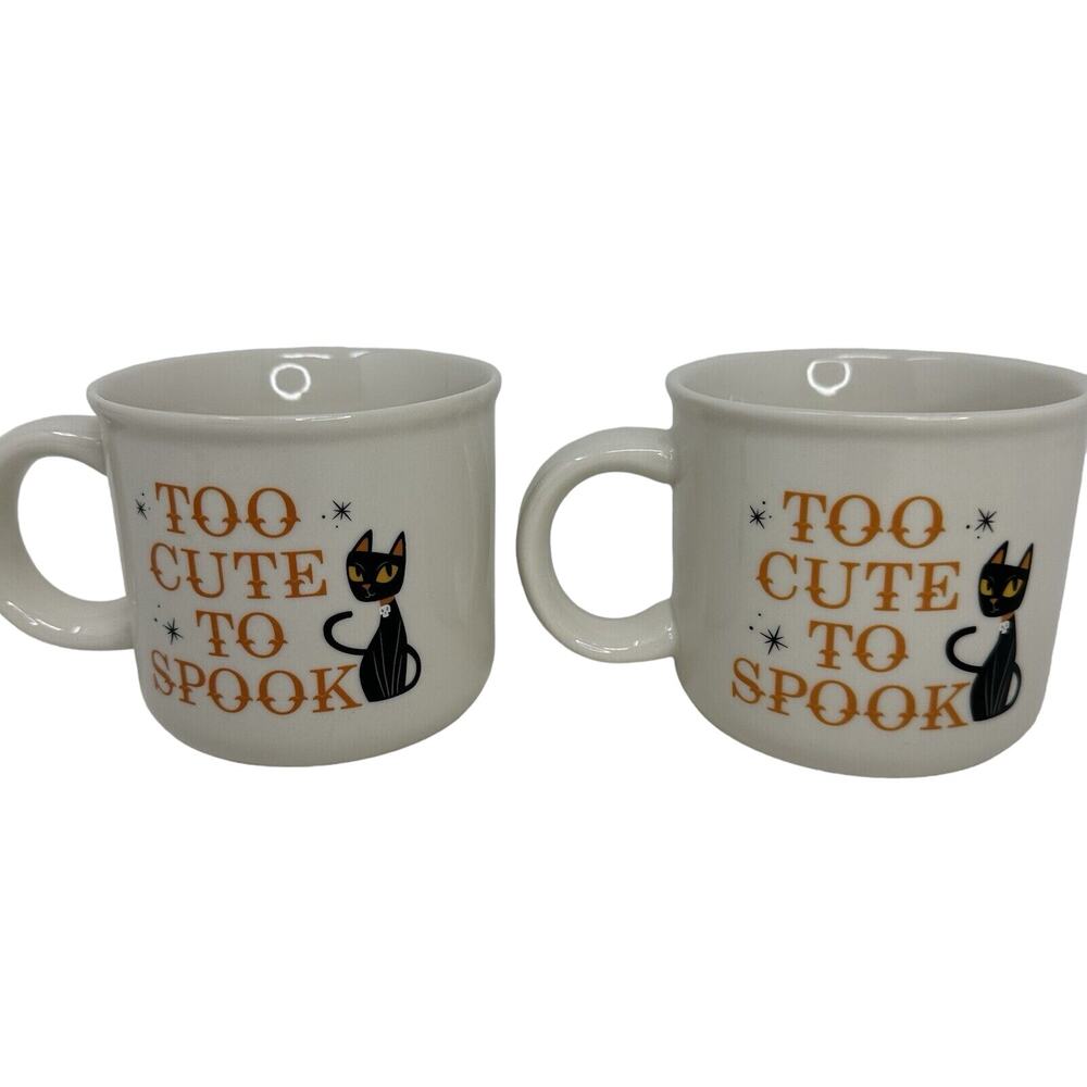 2 Hyde & Eek Halloween - Too Cute to Spook - Black Cat Coffee Mugs